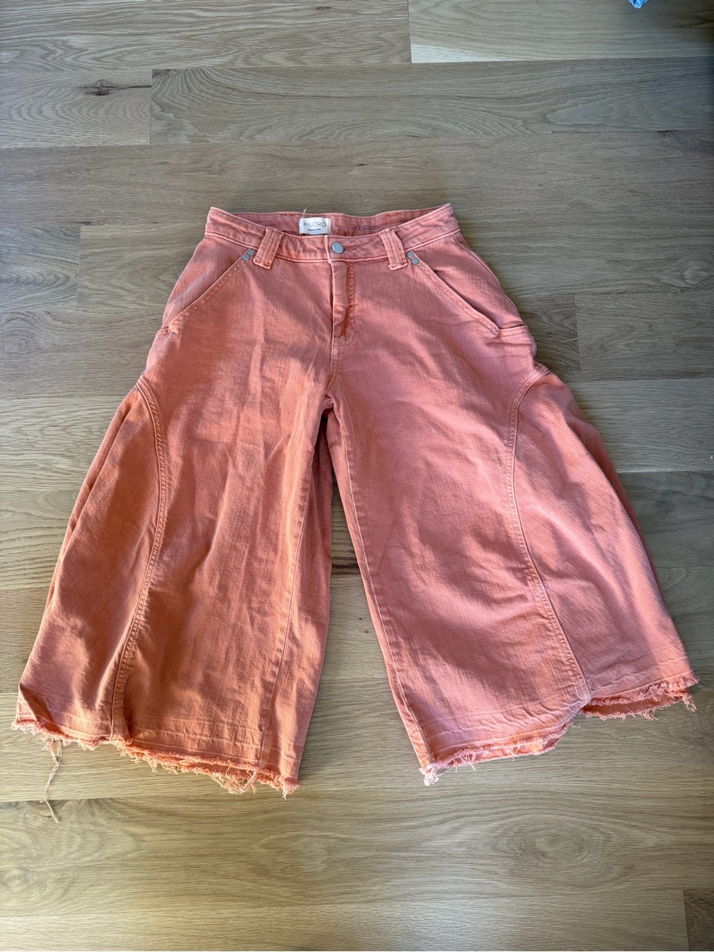 Anthropologie Coral Wide-Leg Frayed Hem Shorts